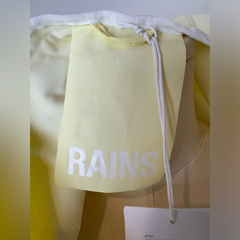 RAINS Yellow Straw Curve Trenchcoat Rain Jacket Women’s Large - Picture 7 of 10